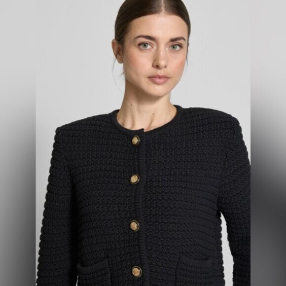 NEW Ba&sh Bash Gaspard Tweed Cardigan Jacket in Black | size 2 M US6 UK10 - Picture 5 of 16